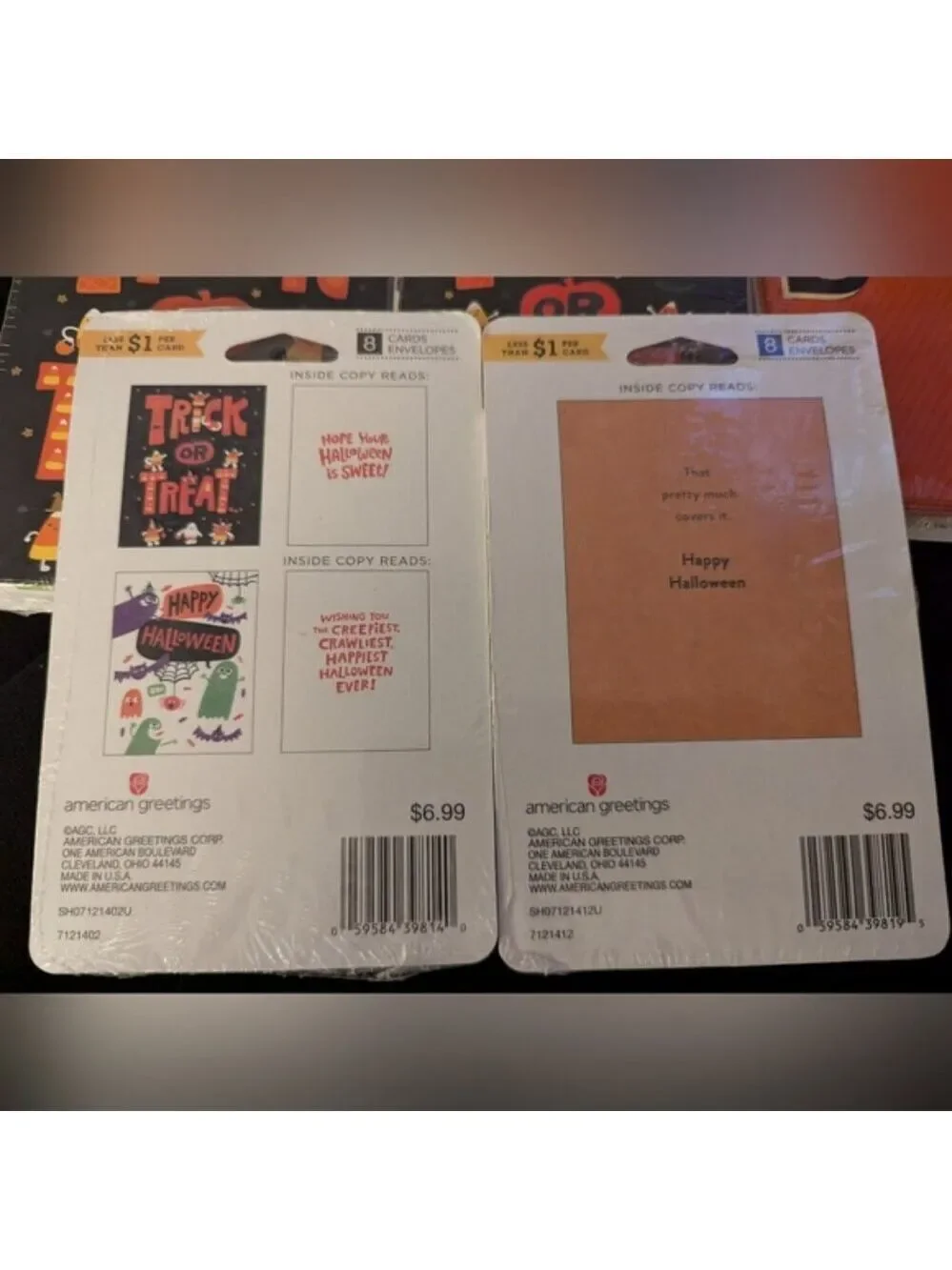 Halloween American Greetings Cards includes 7 packs of 8 cards each